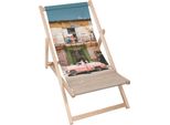 Sdraio Dreamroots Pieghevole In Legno Fino A 130 Kg, Sdraio Pieghevole Con Regolazione Dell'inclinazione Dello Schienale In 3 Fasi, Vintage Pink Car