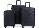 Travelhouse Bali Set Di Valigie Robuste 3 Pezzi Trolley Valigia Da Viaggio Nero Abs Guscio Duro Set Di Valigie Trolley 4 Ruote Chiusura A Combinazione Tsa