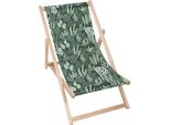 Dreamroots Sdraio Pieghevole In Legno, Fino A 130 Kg, Sdraio Pieghevole Con Regolazione Dell'inclinazione Dello Schienale In 3 Fasi, Tropical Green Leaves Palm