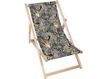 Lettino Pieghevole In Legno Dreamroots, Fino A 130 Kg, Lettino Pieghevole Con Regolazione Dell'inclinazione Dello Schienale In 3 Fasi, Piante Tropicali Scure