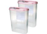 Barattoli Con Coperchio Da 2,8 Litri (Confezione Da 2 / Rosa Antico), Contenitore Ermetico Per Alimenti Sfusi Senza Bpa, Set Di Contenitori Per Alimenti - Barattoli Per Alimenti Con Coperchio A Cerniera