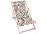 Sdraio Dreamroots Pieghevole In Legno Fino A 130 Kg, Sdraio Pieghevole Con Regolazione Dell'inclinazione Dello Schienale In 3 Fasi, Foglie Verdi Lineari