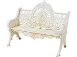 Casa Padrino Panca Da Giardino Barocca Bianco Crema 119 X H. 95,5 Cm - Magnifica Panca Da Giardino In Ghisa - Mobili Da Giardino In Ghisa - Mobili Da Giardino Barocchi - Mobili Da Giardino In Stile Barocco