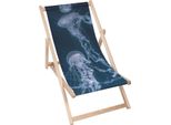 Lettino Dreamroots Pieghevole In Legno, Legno Di Faggio Fino A 130 Kg, Lettino Pieghevole Con Regolazione Dell'inclinazione Dello Schienale In 3 Fasi, Jellyfish