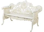 Casa Padrino Panca Da Giardino Barocca Bianco Crema 148 X H. 95 Cm - Magnifica Panca Da Giardino In Ghisa - Mobili Da Giardino In Ghisa - Mobili Da Giardino Barocchi - Mobili Da Giardino Barocchi