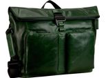 Leonhard Heyden Pelle Borsa A Tracolla Borsa A Tracolla Con Scomparto Per Laptop Porto Messenger Bottle Green Verde Scuro