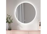 Emke Led Specchio Da Bagno Rotondo Diametro 70CM, Specchio Da Bagno Con Illuminazione Bianca Fredda, Specchio Da Parete Con Interruttore A Sfioramento
