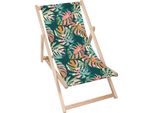 Lettino Pieghevole In Legno Dreamroots, Fino A 130 Kg, Lettino Pieghevole Con Regolazione Dell'inclinazione Dello Schienale In 3 Fasi, Tropical Abstract Leaves