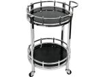 Casa Padrino Carrello Di Servizio Argento / Nero Ø 50 X H. 78 Cm - Carrello Rotondo In Metallo Con Piatti In Vetro - Carrello Per Hotel Ristorante Catering - Accessori Per Hotel & Ristoranti