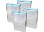 Barattoli Con Coperchio Da 2,8 Litri (Confezione Da 4 / Turchese), Contenitore Ermetico Per Alimenti Sfusi Senza Bpa, Set Di Contenitori Per Alimenti - Barattoli Per Alimenti Con Coperchio A Cerniera