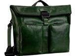 Leonhard Heyden Pelle Borsa A Tracolla Borsa A Tracolla Con Scomparto Per Laptop Porto Messenger Bottle Green Verde Scuro