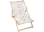 Lettino Dreamroots Pieghevole In Legno Fino A 130 Kg, Lettino Pieghevole Con Regolazione Dell'inclinazione Dello Schienale In 3 Fasi, Terrazzo Colorato