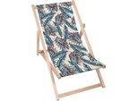 Lettino Pieghevole In Legno Dreamroots, Fino A 130 Kg, Lettino Pieghevole Con Regolazione Dell'inclinazione Dello Schienale In 3 Fasi, Plants Leaves Beige