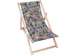 Lettino Pieghevole In Legno Dreamroots, Fino A 130 Kg, Lettino Pieghevole Con Regolazione Dell'inclinazione Dello Schienale In 3 Fasi, Foglie Tropicali Scure
