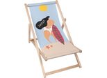 Lettino Dreamroots Pieghevole In Legno, Legno Di Faggio Fino A 130 Kg, Lettino Pieghevole Con Regolazione Dell'inclinazione Dello Schienale In 3 Fasi, Summer Vibe