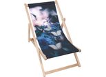 Sdraio Dreamroots Pieghevole In Legno Fino A 130 Kg, Sdraio Pieghevole Con Regolazione Dell'inclinazione Dello Schienale In 3 Fasi, Elderflower Butterfly