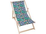 Sdraio Dreamroots Pieghevole In Legno Fino A 130 Kg, Sdraio Pieghevole Con Regolazione Dell'inclinazione Dello Schienale In 3 Fasi, Toucan Bird Tropical