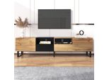 Merax Tv Lowboard Mobile Tv In Rovere Selvatico Con Quattro Cassetti, Tavolo Tv Lowboard In Legno, Vintage Industrial, Larghezza 190Cm