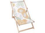 Sdraio Dreamroots Pieghevole In Legno Fino A 130 Kg, Lettino Prendisole Pieghevole Con Regolazione Dell'inclinazione Dello Schienale In 3 Fasi, Foglie Lineari Tropicali