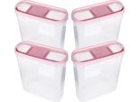 Barattoli Con Coperchio 4,5 Litri (Confezione Da 4 / Rosa Antico), Contenitore Ermetico Per Alimenti Sfusi Senza Bpa, Set Di Contenitori Per Alimenti - Barattoli Per Alimenti Con Coperchio A Cerniera