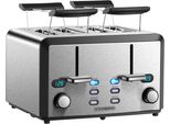 Steinborg Tostapane Xxl 4 Fessure Per Tostatura | Tostapane Xxl | 1600 Watt | Controllo Della Doratura A 6 Livelli | 2X Attacco Per Panino | Funzione Di Scongelamento | 2X Vassoi Per Briciole | Acciaio Inox | Tostapane A 4 Pieghe | Display Led..