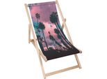 Sdraio Dreamroots Pieghevole In Legno Fino A 130 Kg, Sdraio Pieghevole Con Regolazione Dell'inclinazione Dello Schienale In 3 Fasi, Clouds And Palms