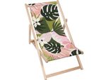 Lettino Pieghevole In Legno Dreamroots, Fino A 130 Kg, Lettino Pieghevole Con Regolazione Dell'inclinazione Dello Schienale In 3 Fasi, Tropical Collage Floral