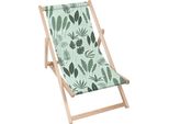 Lettino Pieghevole In Legno Dreamroots, Fino A 130 Kg, Lettino Pieghevole Con Regolazione Dell'inclinazione Dello Schienale In 3 Fasi, Foglie Verde Tropicale