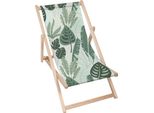 Lettino Pieghevole In Legno Dreamroots, Fino A 130 Kg, Lettino Pieghevole Con Regolazione Dell'inclinazione Dello Schienale In 3 Fasi, Tropical Mint Leaves Palm