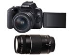Canon Eos 250D + EF-S 18-55 Mm F/3,5-5,6 Iii + Ef 75-300 Mm F/4-5,6 Iii Kit Fotocamera Reflex 24,1 Mp Cmos 6000 X 4000 Pixel Nero