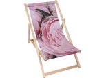 Lettino Dreamroots Pieghevole In Legno, Faggio Fino A 130 Kg Lettino Pieghevole Con Regolazione Dell'inclinazione Dello Schienale A 3 Livelli, Peonies Blossom