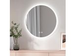 Emke Led Specchio Da Bagno Rotondo Diametro 60CM, Specchio Da Bagno Con Luce Regolabile, Illuminazione Bianca Fredda, Neutra, Calda, Specchio Da Parete Con Interruttore A Sfioramento