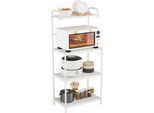 Costway Scaffale Da Cucina A 4 Livelli, Scaffale Per Microonde Con Ripiani Regolabili, Supporto Per Microonde In Metallo, Scaffale Da Cucina, Scaffale Per Microonde, Scaffale Domestico Indipendente, 59 X 34 X 136 Cm (Bianco)