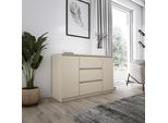 Cassettiera, 2 Ante E 3 Cassetti, Beige, 120 X 39 X 78 Cm