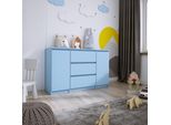 Cassettiera, 2 Ante E 3 Cassetti, Blu, 120 X 39 X 78 Cm