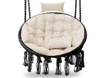Cuscino Per Sedia Sospesa, Imbottitura Per Altalena Polyrattan / Rattan, Cuscino Per Cesto Sospeso Rotondo, Cuscino Per Lo Schienale-Xxl 110Cm-Beige