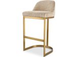 Casa Padrino Sgabello Sabbia/Ottone 53 X 51 X H. 101 Cm - Sgabello Da Bar Imbottito In Acciaio Inox - Arredo Bar - Mobili - Qualità Lusso