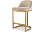 Casa Padrino Sgabello Sabbia/Ottone 53 X 48 X H. 91 Cm - Sgabello Da Bar Imbottito In Acciaio Inox - Arredo Bar - Mobili - Qualità Lusso