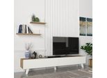 Tavolo Tv 'SaarijäRvi' Con 2 Ripiani Rovere / Bianco