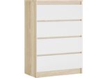 Cassettiera Con 4 Cassetti, Colore: Rovere Sonoma / Bianco, A: 70 X 101 X 39 Cm