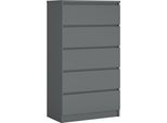 Cassettiera Con 5 Cassetti, Antracite, A: 70 X 125 X 39 Cm