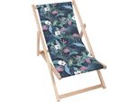 Lettino Pieghevole In Legno Dreamroots, Fino A 130 Kg, Lettino Pieghevole Con Regolazione Dell'inclinazione Dello Schienale In 3 Fasi, Blue Dark Garden