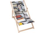 Lettino Dreamroots Pieghevole In Legno, Legno Di Faggio Fino A 130 Kg, Lettino Pieghevole Con Regolazione Dell'inclinazione Dello Schienale In 3 Fasi, Libri