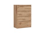Cassettiera Con 4 Cassetti, Colore: Wotan - Rovere, A: 70 X 101 X 39 Cm