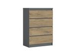 Cassettiera Con 4 Cassetti, Colore: Antracite / Lancelot - Rovere, A: 70 X 101 X 39 Cm