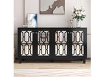 Credenza Merax Con 4 Ante, 2 Ripiani Regolabili E Frontale A Specchio, Credenza Per Soggiorno 160X84X40Cm