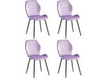 Sedia Da Pranzo Casadolce Molina, Set Di 4, Viola, Rivestimento In Tessuto Morbido, 48X59,5X86 Cm, Imbottitura In Schiuma, 120 Kg Di Carico Massimo