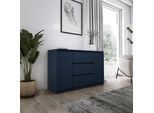 Cassettiera, 2 Ante E 3 Cassetti, Blu Navy 120 X 39 X 78 Cm