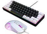 Set Tastiera E Mouse Hxsj V700BW+X100, Tastiera Illuminata Rgb A 61 Tasti + Mouse A Luce Pulsata A 7 Colori (4 Livelli Di Dpi Regolabili)
