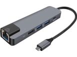 Hub USB-C 5-IN-1 Stazione Docking Type-C Adattatore Multiplo Con Porta Di Ricarica 4K Hd RJ45 Ethernet Usb 3 Pd Compatibile Con Macbook Matebook Chromebook